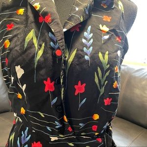 Karin Steven wrap around long black/floral dress size 12